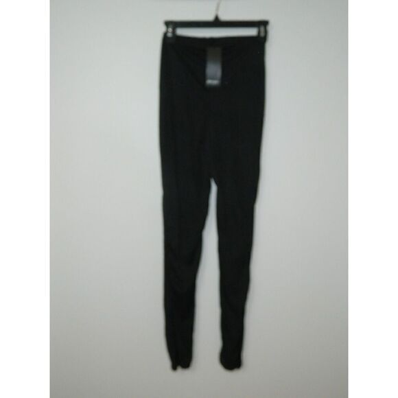Nasty Gal Leggings  Black Ribbed‎  Split Hem Women's Pants Size US 4 - Picture 8 of 10